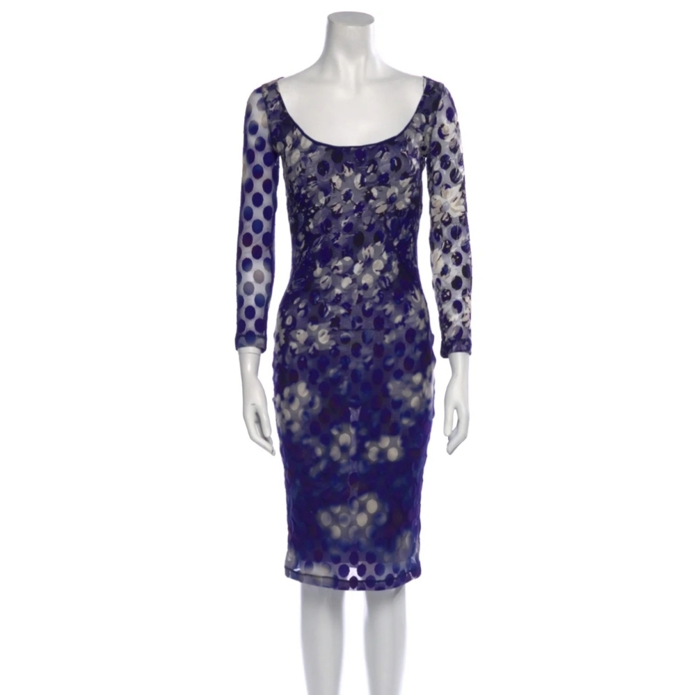 Jean Paul Gaultier Soleil | Vintage Printed Floral Geometric Midi Dress Size M